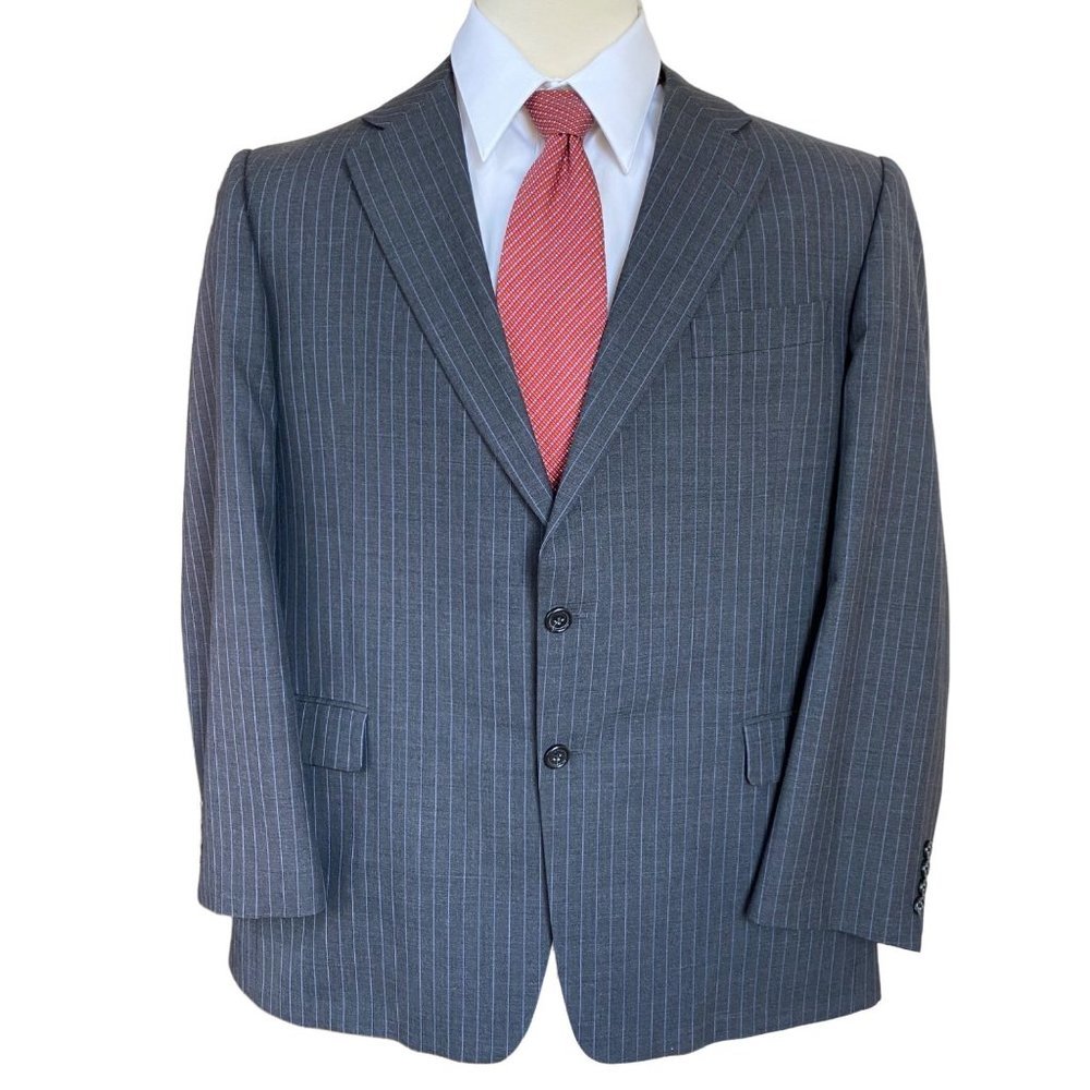 Vintage Walter-Morton Blazer Gray Pinstripe Wool Sports Coat 2-Button Men's 46R